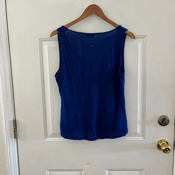 Poetry Blue Cobalt Simple Vest Linen Jersey Tank Top Sz 10 - Picture 4 of 8